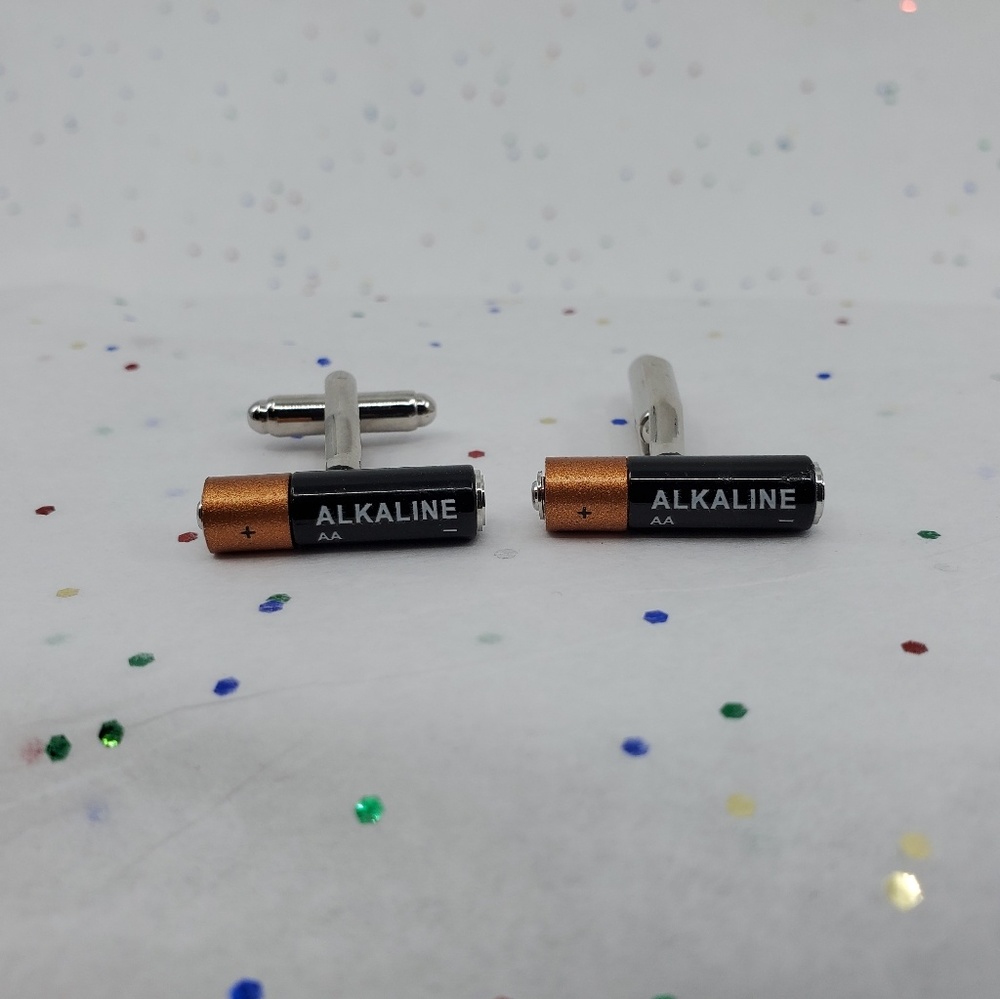 Men's Stainless Steel Novelty Battery Bullet Back Closure Cufflinks Accessories